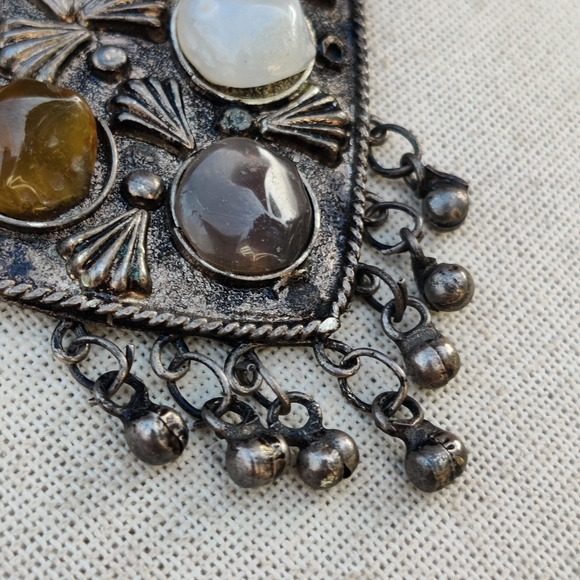 Antique tibetan silver agate necklace - Picture 7 of 13